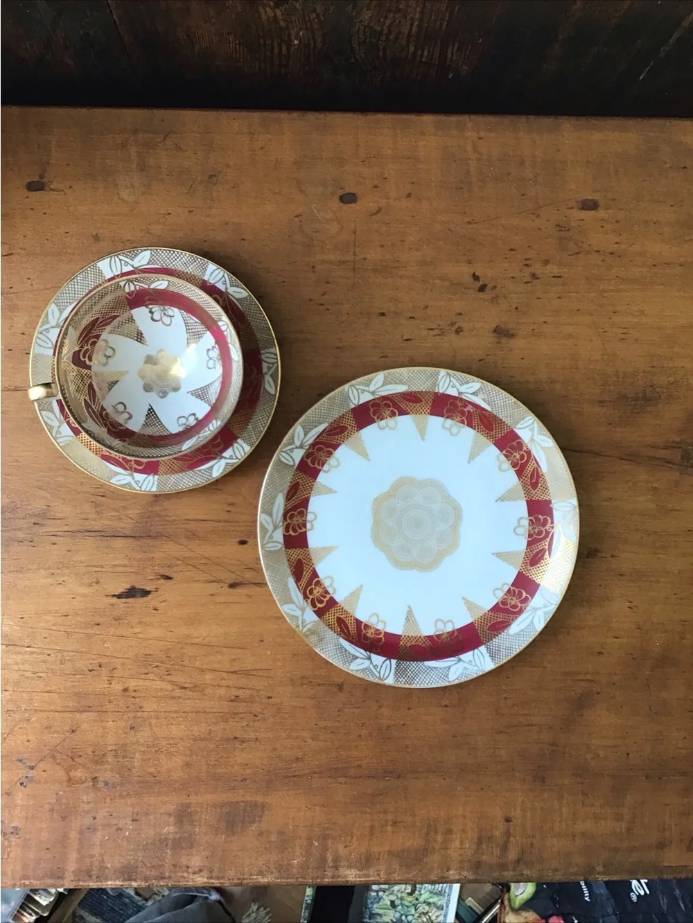 3- Piece Set Rudolph Wachter Bavaria Porcelain Tea Cup, Saucer, and Dessert Dish